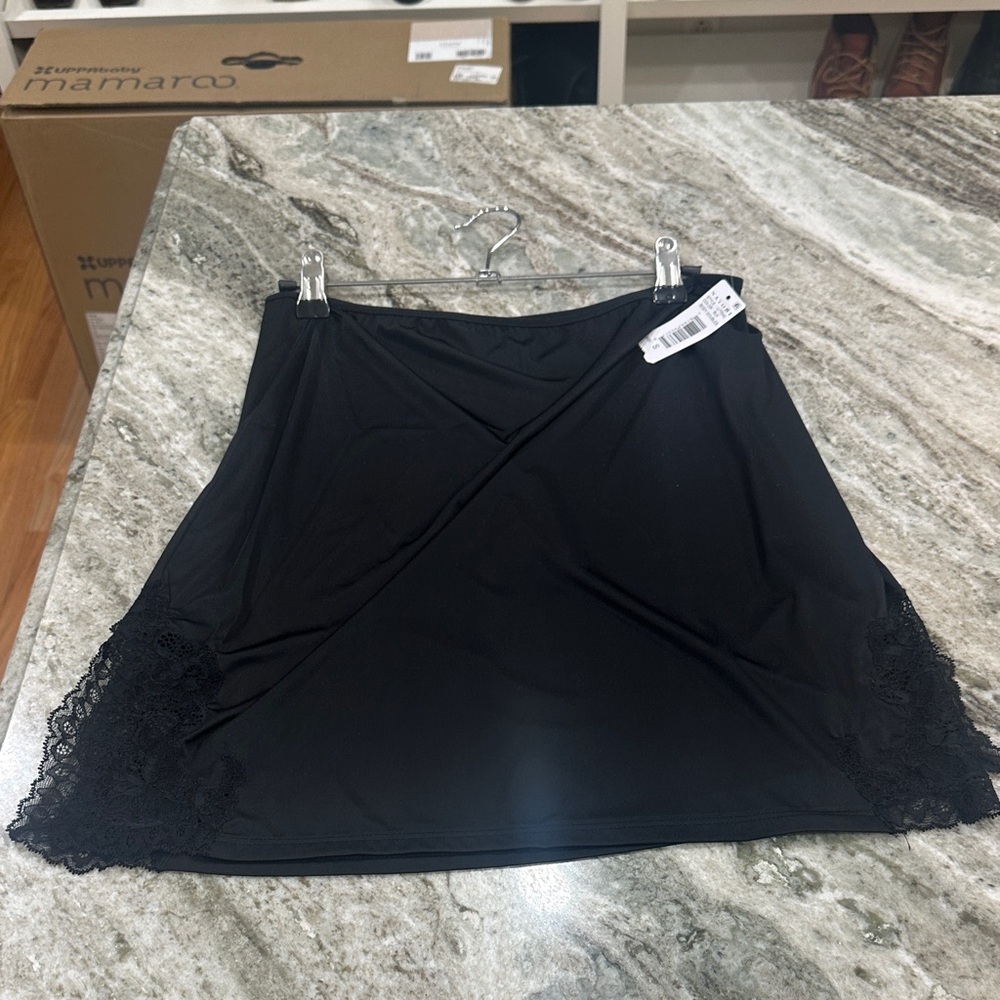 Black Lace-Trim Slip Skirt